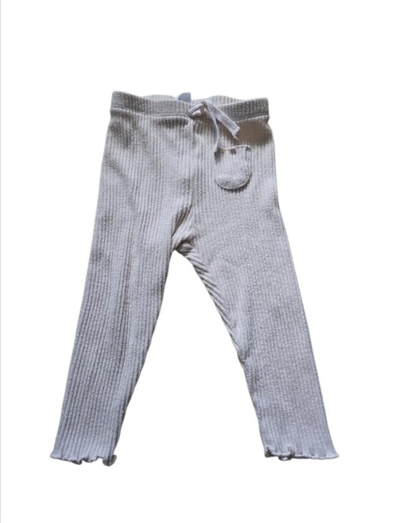 Zara Other - Zara Kids Ribbed Drawstring Leggings 9-12 Months Cream Ruffle Pants Infant